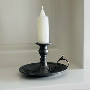 Vintage German Pewter Chamberstick Fein Zinn Angel Mark Candle Holder